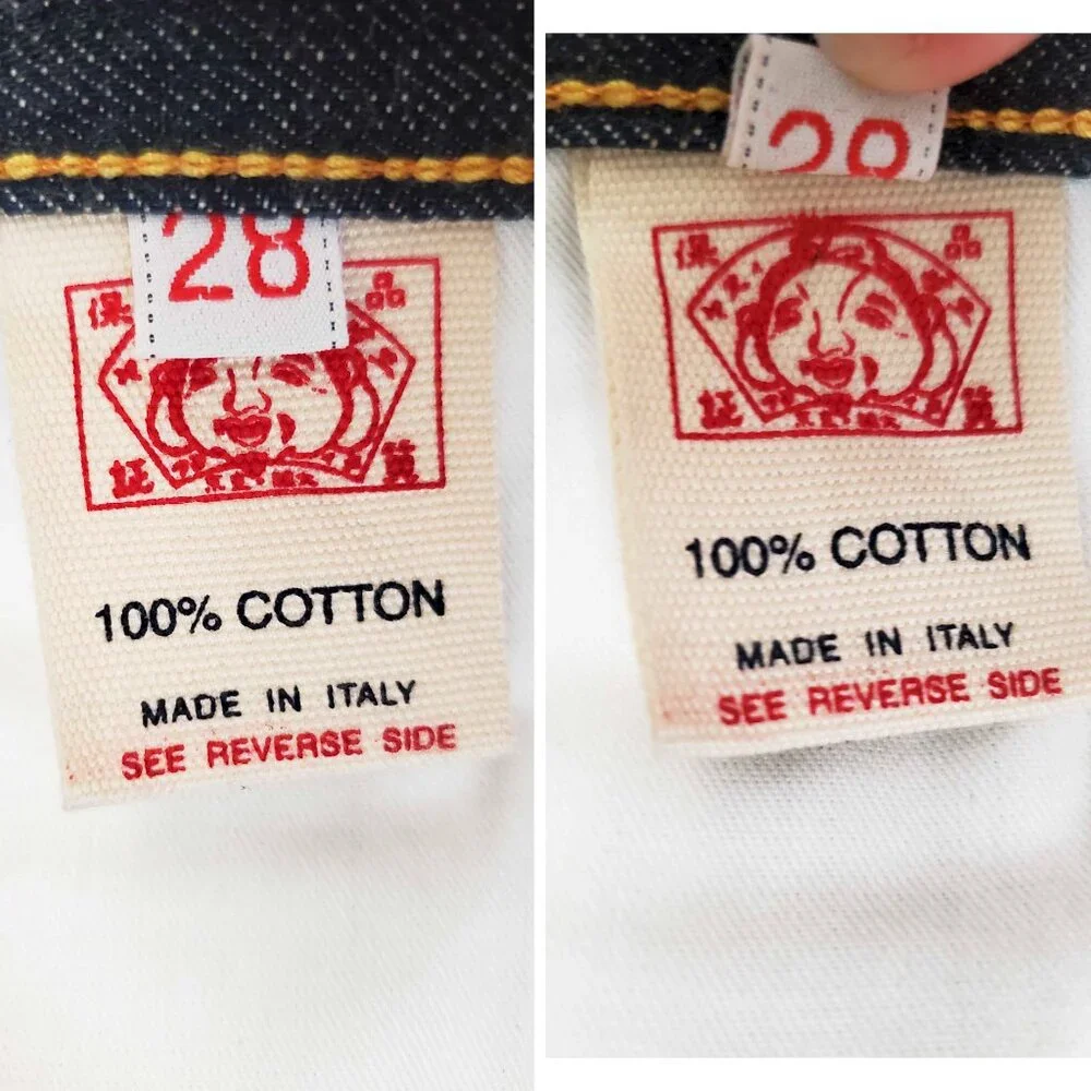 EVISU Vintage Unisex Selvedge Dark Denim Jeans Pants NWOT Custom Made Italy 29 - Picture 4 of 12